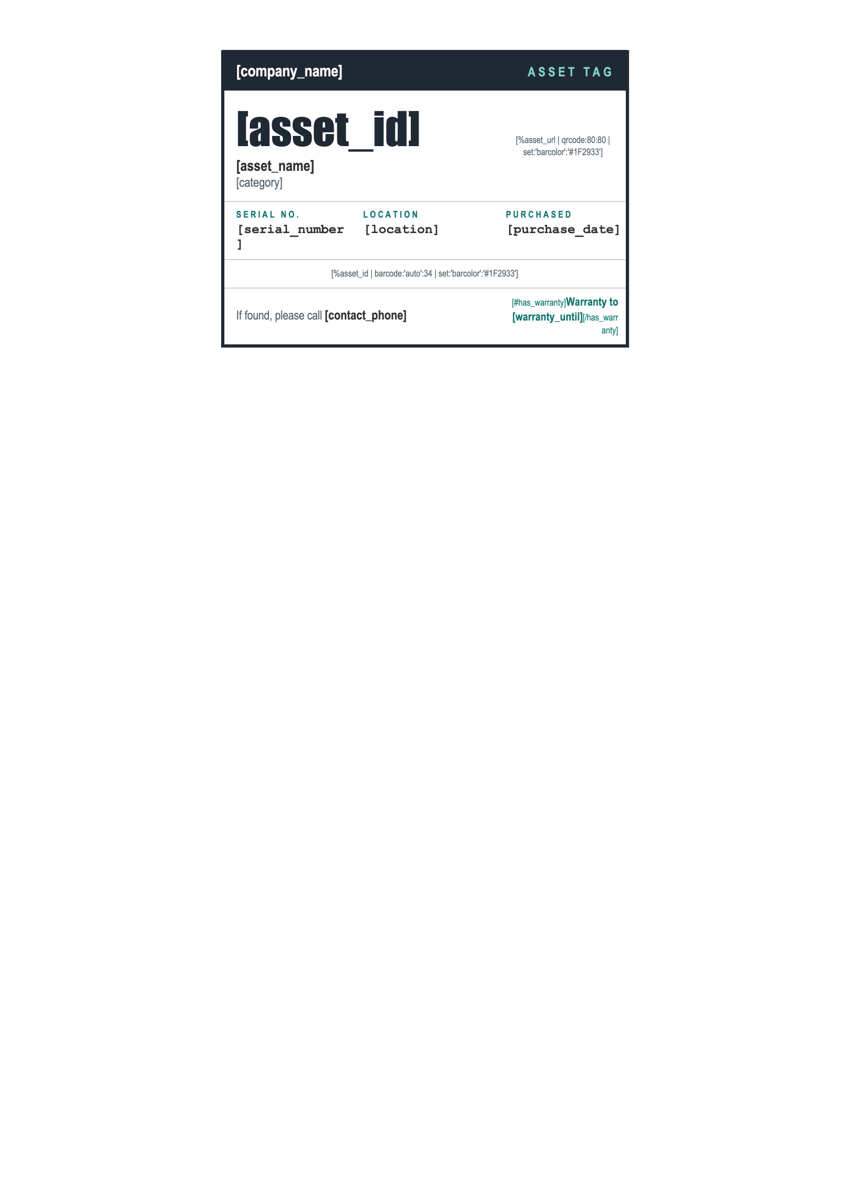 Asset Tag Template